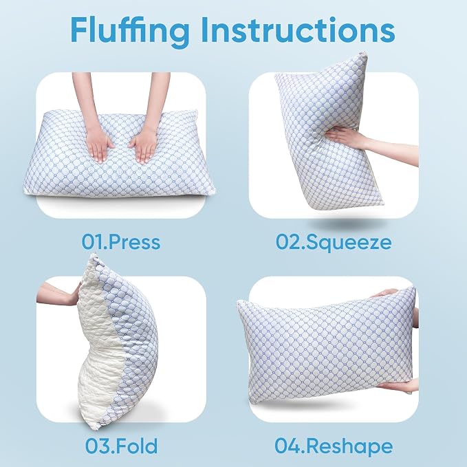 OAISZ Cooling Pillow Queen Size, Shredded Memory Foam Bed Pillows - Image 9