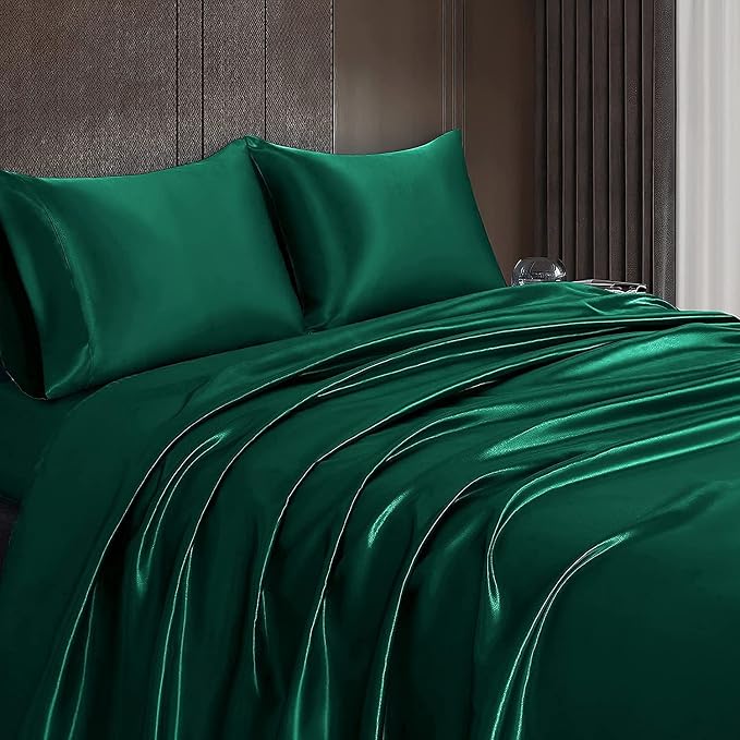Homiest Blackish Green Satin Twin Flat Sheet - Image 6