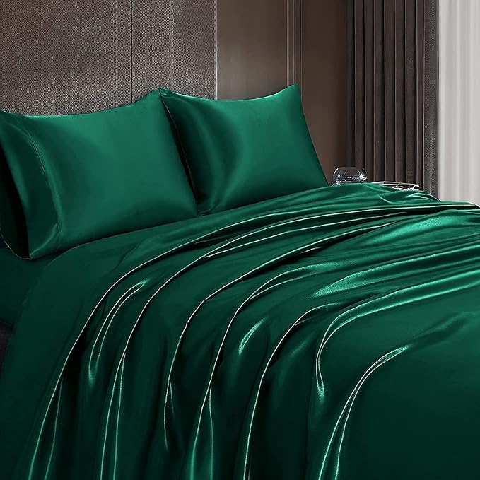 Homiest Blackish Green Satin Flat Sheet - Image 6