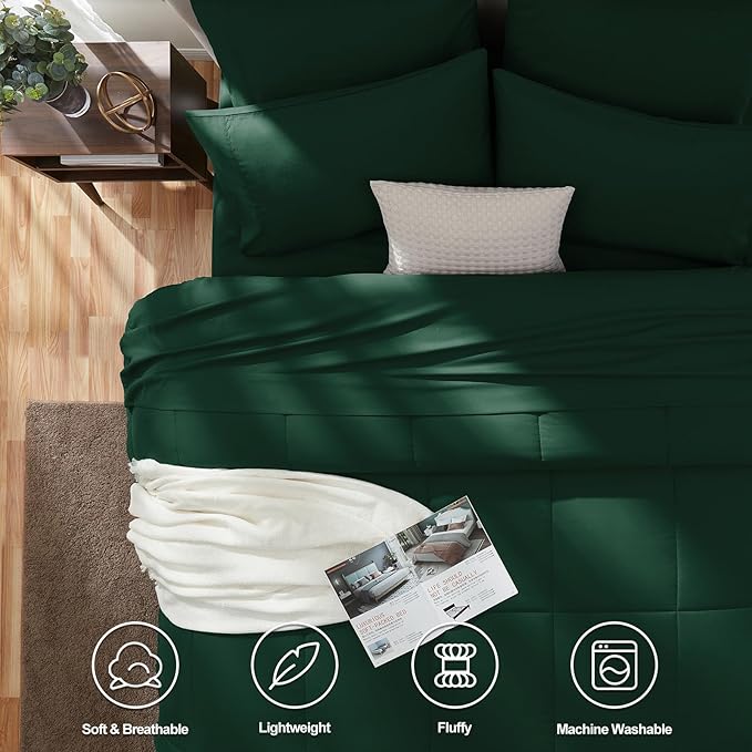 CozyLux Oversized King Comforter Sets Emerald Green, 7 Pieces Bed in a Bag - Image 2