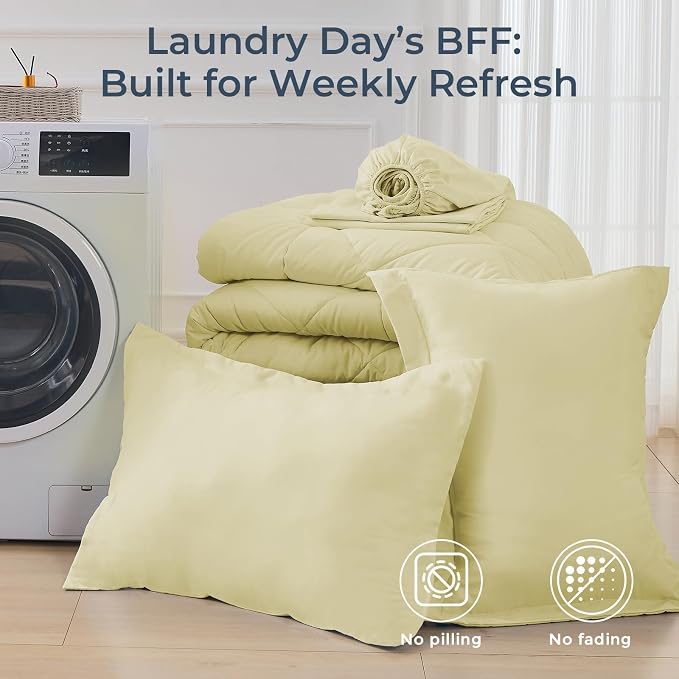 HEVUMYI Cream Yellow Twin-XL Comforter Set - Image 7