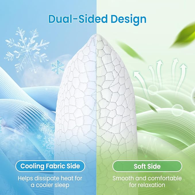 QUTOOL Cooling Pillow for Sleeping, CertiPUR-US Shredded Memory Foam Full Body - Image 2