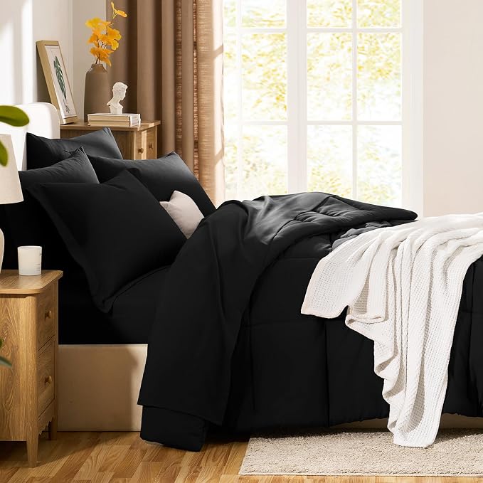 CozyLux Twin XL Comforter Set Black - Image 8