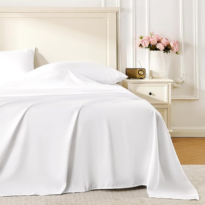 ROSE&RISY White Queen Sheet Set, 4 Pieces Soft Bedding Queen Sheet Set by ROSERISY