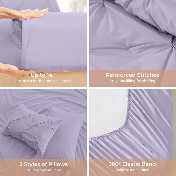 Sasttie California King Comforter Set, 7-Piece Bed in a Bag, Pintuck Bedding - Image 5