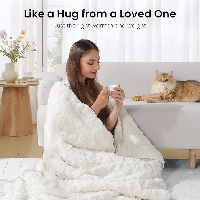 Weighted Blanket for Adults Twin Size 15 lbs, Classy Soft Jacquard Sherpa - Image 4