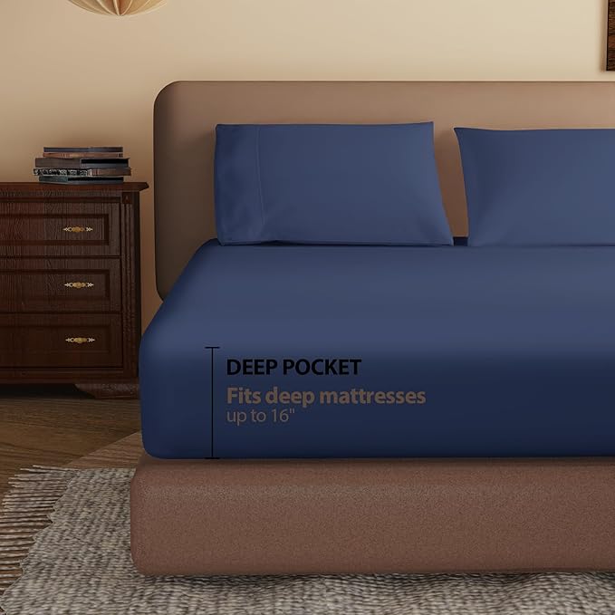 100% Egyptian Cotton Fitted Sheet CK Size, 600 Thread Count, Soft & Elastic - Image 3