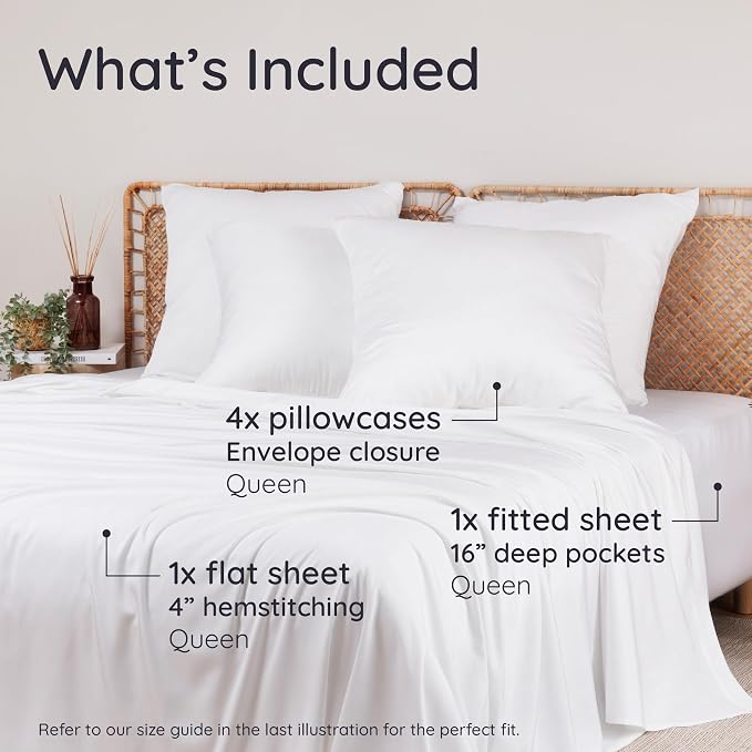 Bambaw 100% Viscose Derived from Bamboo Queen Size Sheet Set - Image 2