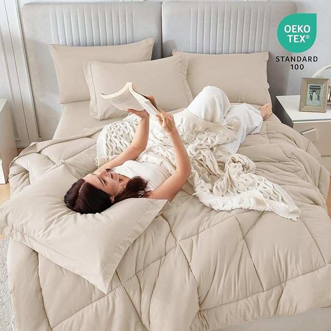 Sasttie Full Size Comforter Sets, 7 Pieces Bed in a Bag Full, Complete Bedding - Image 5