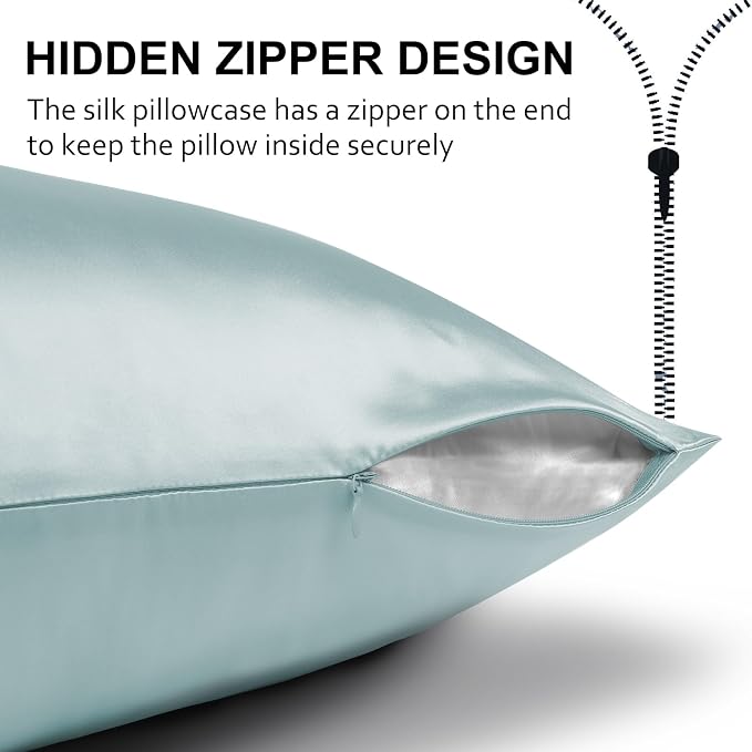 Ravmix Silk Pillow Cases with Zipper, 21momme Mulberry Silk Pillowcase - Image 5