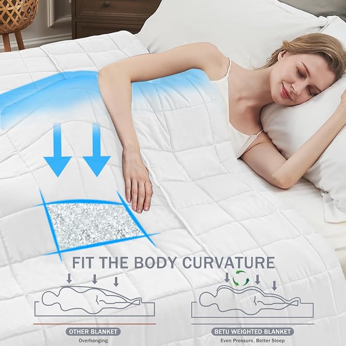 White Weighted Blanket for Adults 15lbs, Queen Size Cooling Heavy Throw Blanket - Image 2