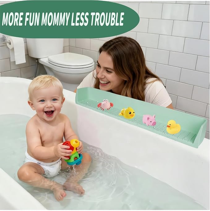 Bathtub Splash Guard for tub Kids& Bath Shelf for Kids – Toddler Bath Tray - Image 6