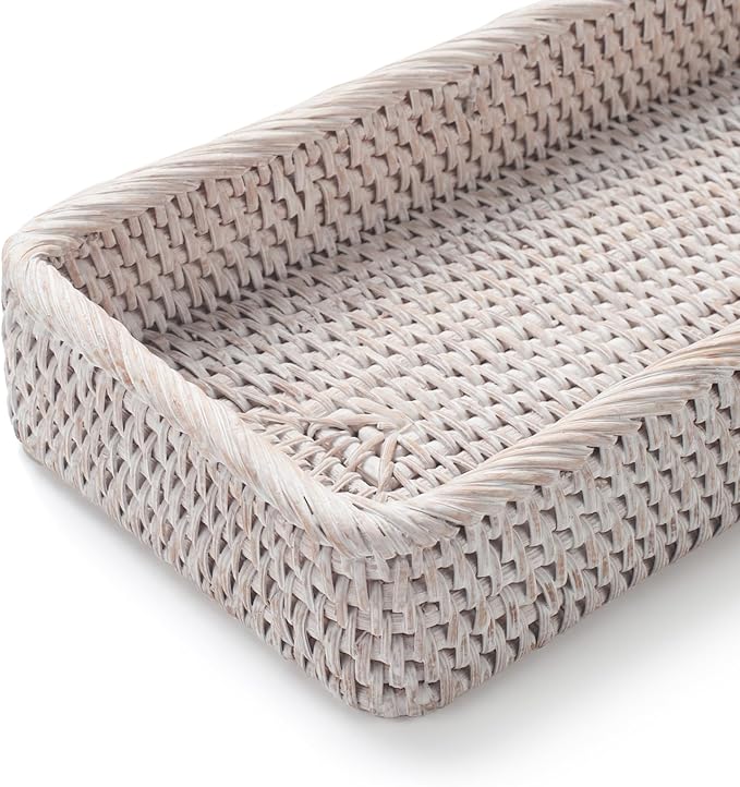 Rattan Bathroom Vanity Trays Toilet Tank Baskets Long Narrow Hand Towel Storage - Image 4
