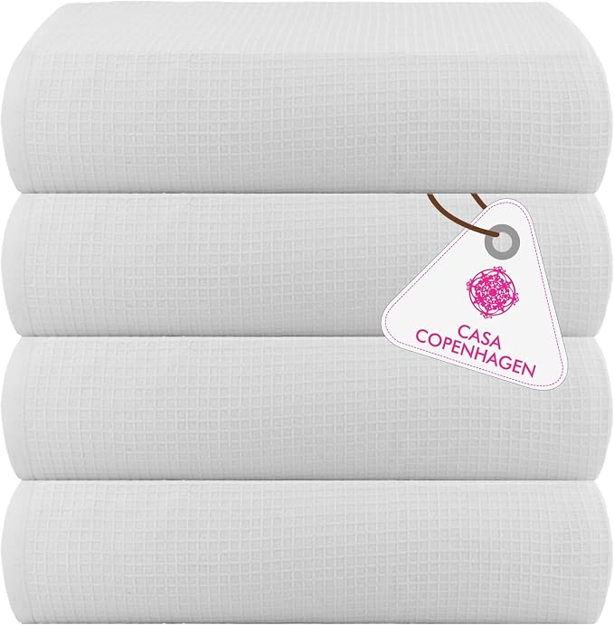 CASA COPENHAGEN Wafffle 4Pcs 100% Egyptian Cotton Large Designer Towels Gift by CASACOPENHAGEN