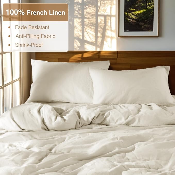 SONORO KATE 100% French Linen Duvet Cover King Size, Soft Breathable - Image 2