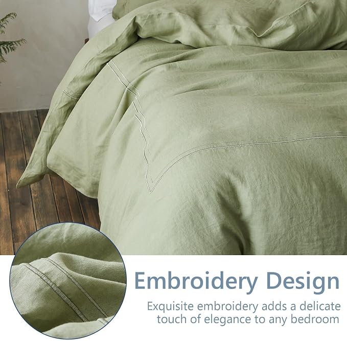Simple&Opulence 100% Washed Linen Duvet Cover Set 78"x86" - Image 7