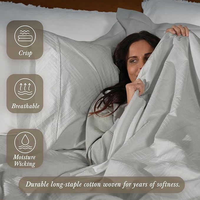Threadmill California King Size Sheets | 800 Thread Count Jacquard Celine Light - Image 3