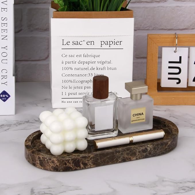Natural Marble Tray Oval, Bathroom Vanity Tray - Image 6