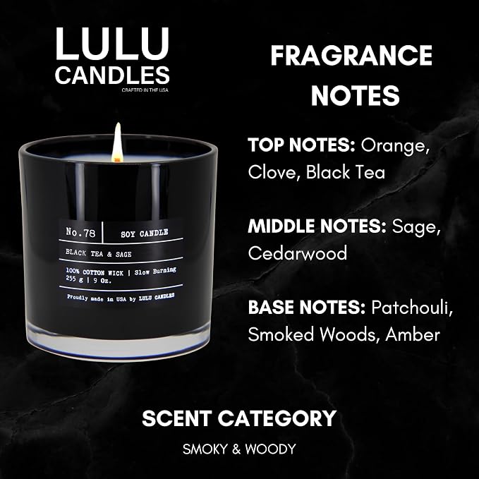 Lulu Candles | Black Tea & Sage | Highly Scented Candles - Image 2