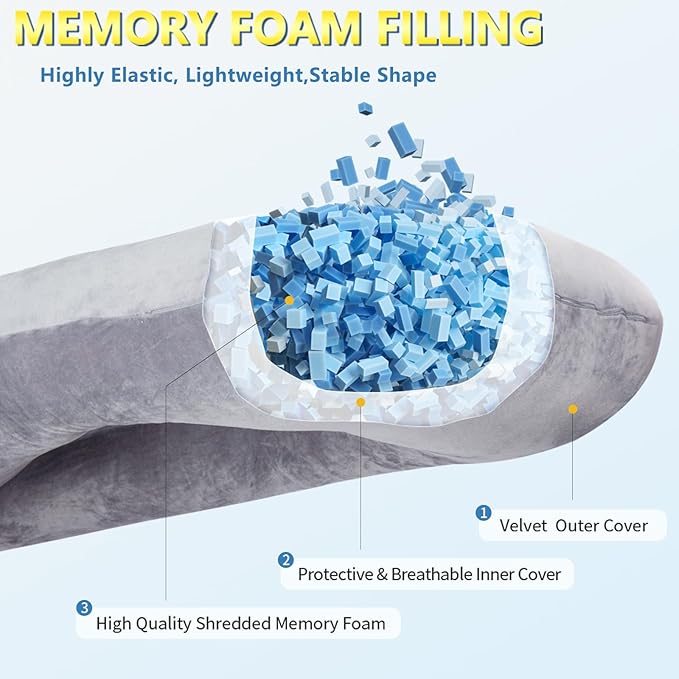 Shredded Memory Foam Body Pillow, Pregnancy Pillows - Image 2