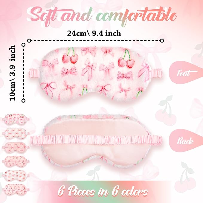 Cuffbow 6 Pack Plush Sleep Mask Set, Cute Plush Eye Masks - Image 2