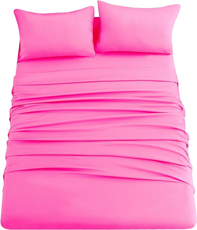 Sfoothome Hot Pink Fitted Sheet, 14 Inch Pocket Deep, Microfiber Sheets - Image 2