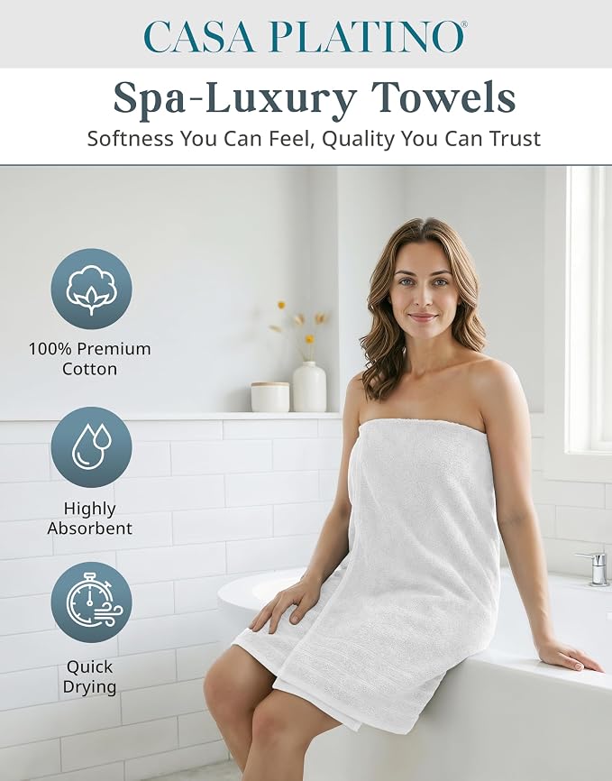 24 Piece Towels for Bathroom – 100% Cotton Bath Towel Set, 2 Bath Sheet - Image 2