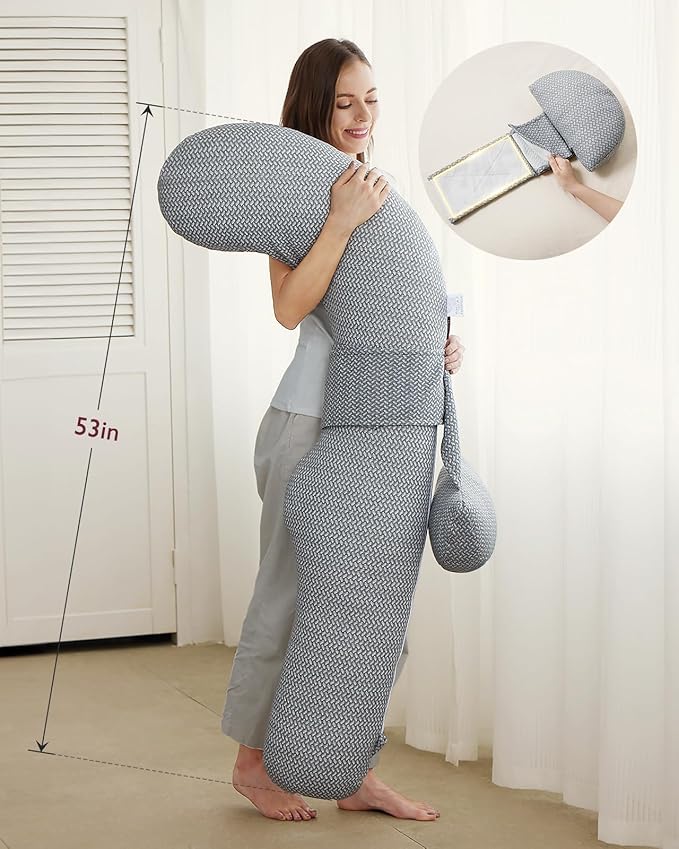 Momcozy Pregnancy Pillow, Original F Shaped Maternity Pillow - Image 7