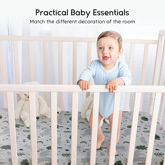 Yoofoss Baby Crib Sheets for Boys Girls, Fitted Crib Sheet 2 Pack for Standard - Image 6