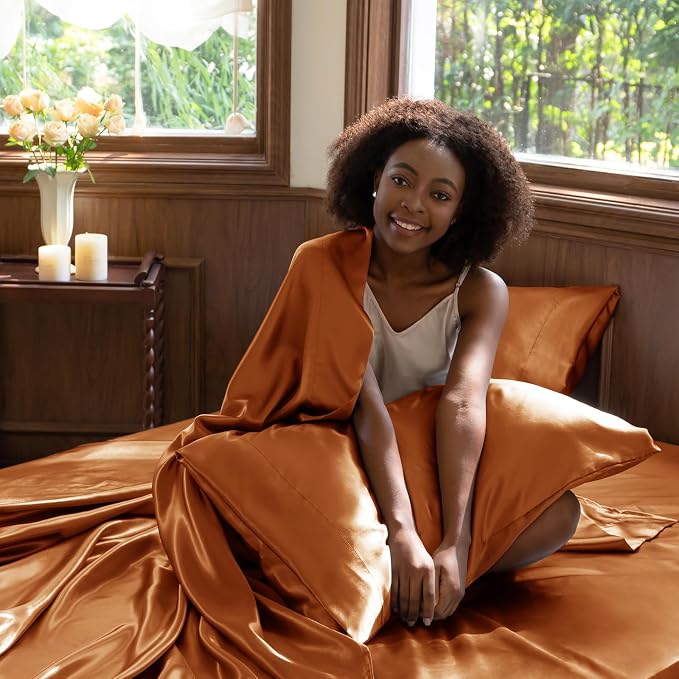 CozyLux Satin Sheets Queen Size Bed Set - Image 5