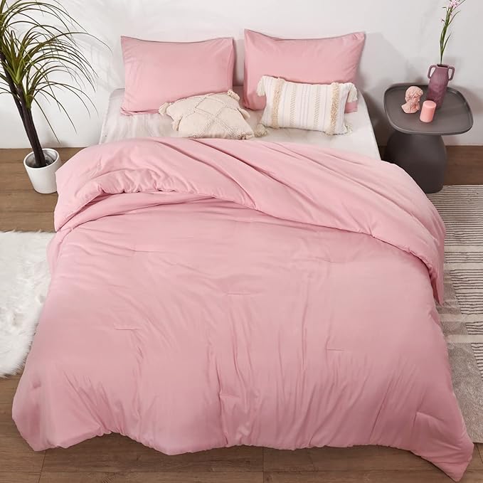 ROSGONIA King Size Comforter Set Pink - Image 5