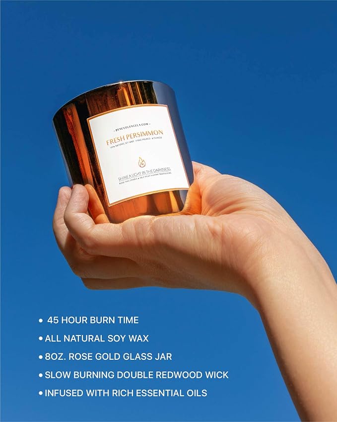 Benevolence LA Fresh Persimmon Wood Wick Candles | Soy Scented Christmas Candles - Image 3