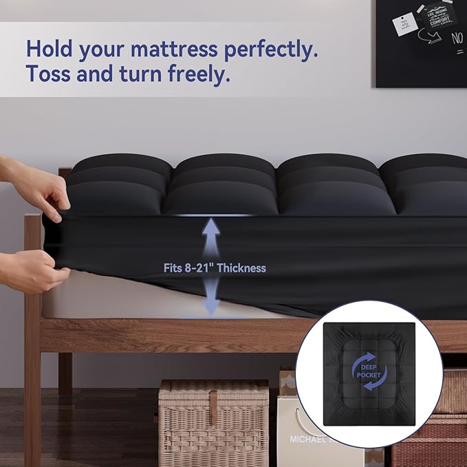 ELEMUSE Twin XL Black Mattress Topper - Image 4