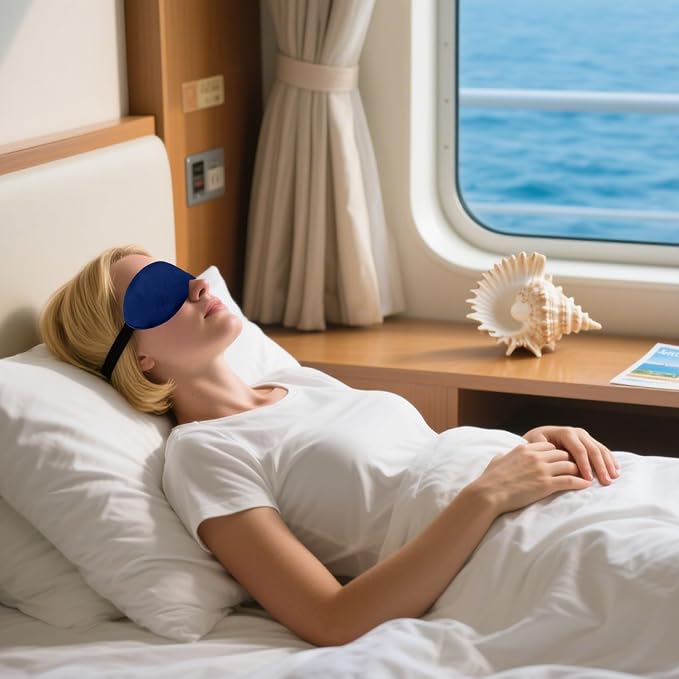 2 PCS Deep Blue Satin Sleep Masks, Adjustable Silk Eye Mask - Image 6
