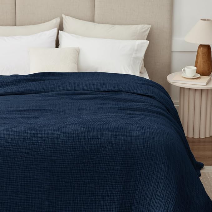 100% Cotton Muslin Blanket Queen 90" x 90", 6 Layers Breathable and Lightweight - Image 3