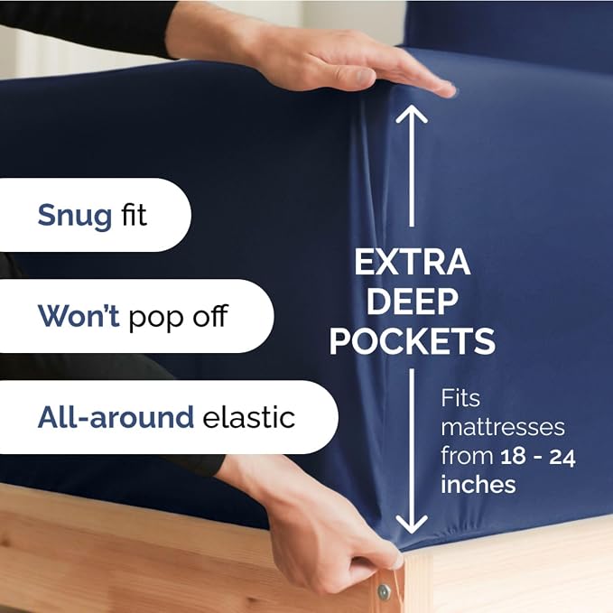 Extra Deep Twin 400 Thread Count Cotton Fitted Sheet - Image 2