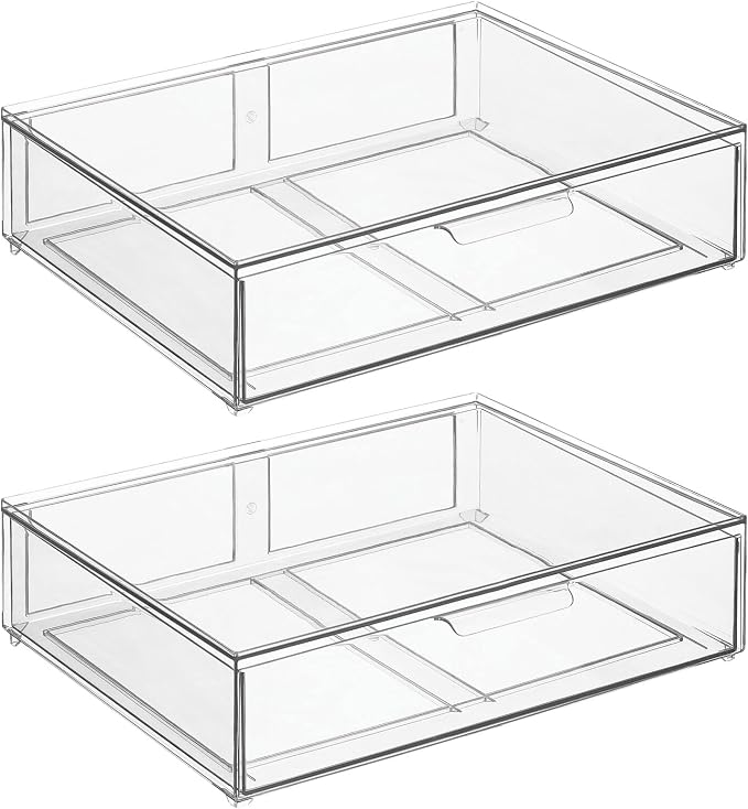 mDesign Wide Plastic Stackable Bathroom Storage Organizer Bin - Image 9