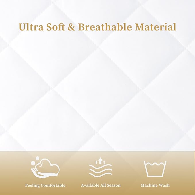 Quilted Fitted Cal King Mattress Pad Cover, Waterproof Mattress Protector - Image 4