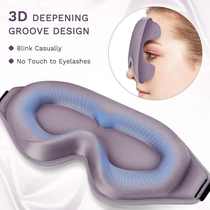 99% Fully Block Out Light Eye Sleep Mask, 3D Deep Contoured Eyes Cover Zero - Image 5