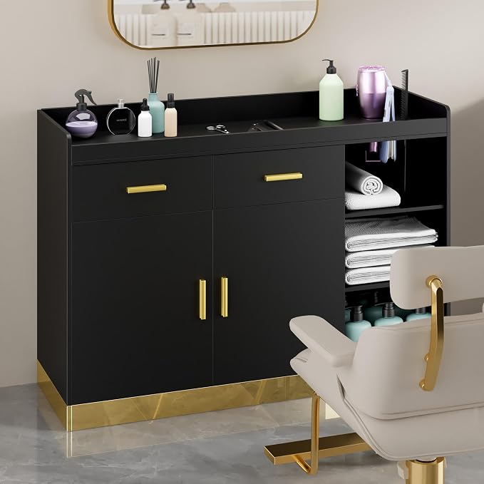 Salon Storage Cabinet Barber Station, Free Standing Hair Styling Station - Image 6