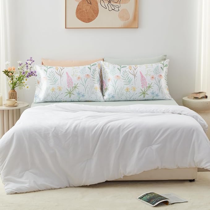 EXQ Home Satin Pillowcase for Hair and Skin- Multicolor Printed Flower Silk - Image 3