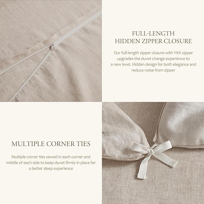 DAPU 100% Linen Duvet Cover, Pure Natural French Flax Linen - Image 6