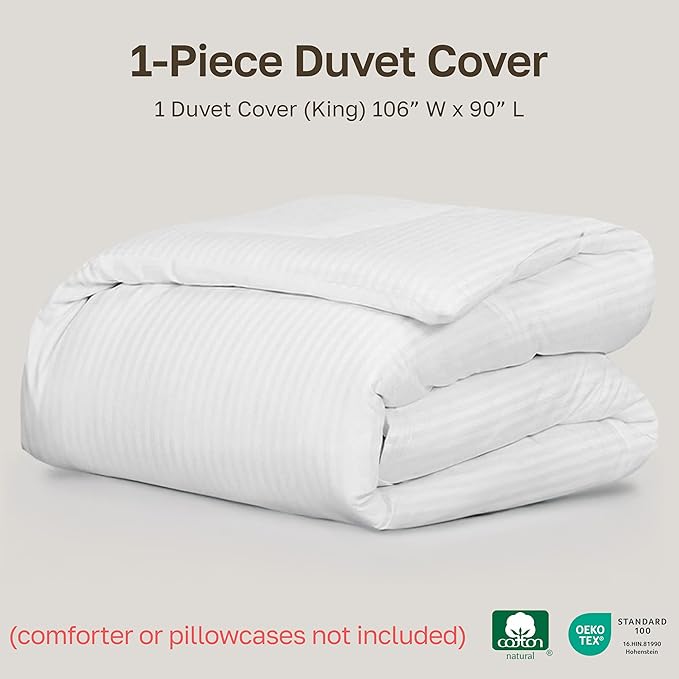 California Design Den Striped White Duvet Cover King Size Only - Image 5