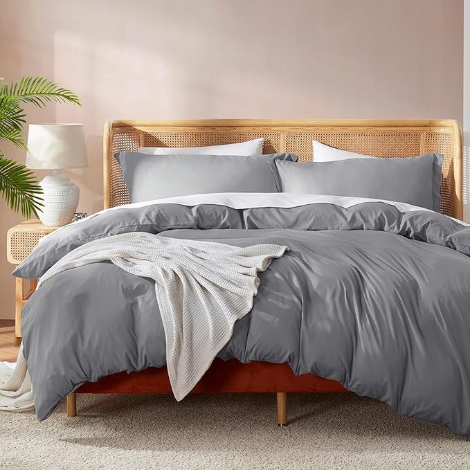 Nestl Grey Duvet Cover Queen Size by Nestl