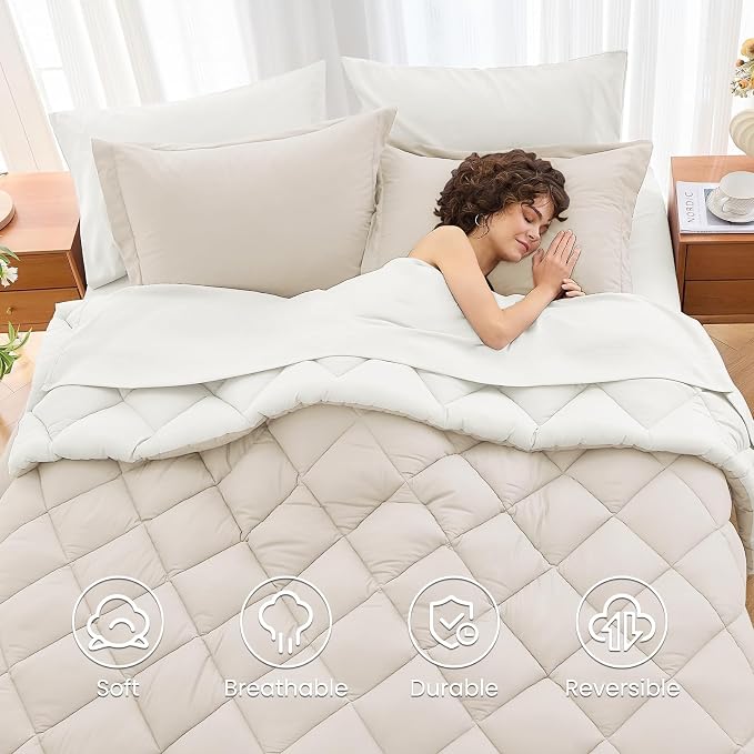 MUXHOMO 7 Pieces King Comforter Set, Reversible Bed in a Bag King Size - Image 6