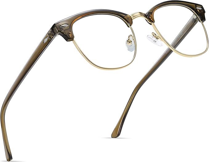 Blue Light Blocking Glasses Vintage Half Frame UV Clear Lens Anti Eyestrain by AOMASTE