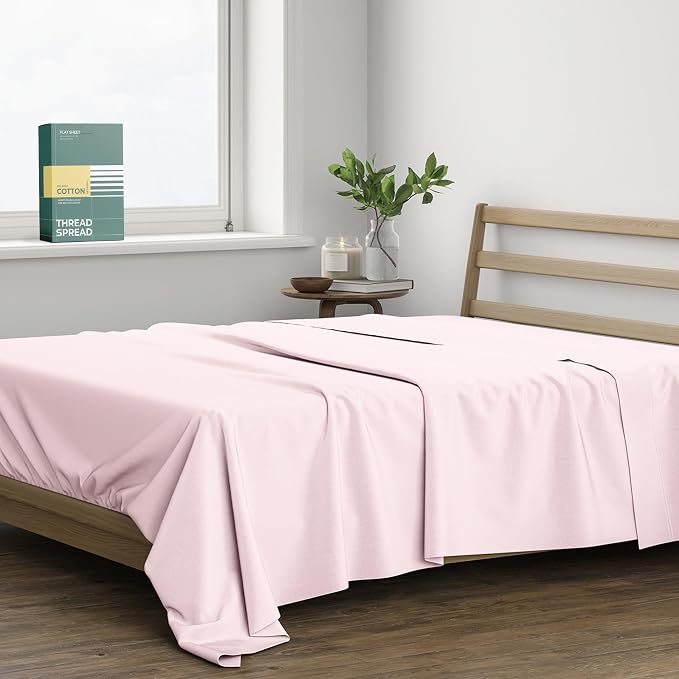 THREAD SPREAD 100% Organic Cotton Percale Flat Sheet King Size by THREADSPREAD