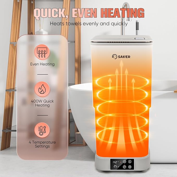 Saker Smart Foldable Towel Warmer – 30L Large Capacity, Adjustable Timer - Image 3