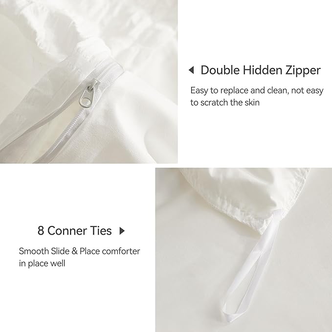 JELLYMONI White Duvet Cover Oversized Queen Size, Soft Breathable Seersucker - Image 5