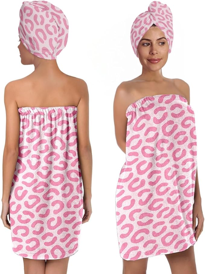 Pink Leopard Print Towel Wrap Skirt by QIULIBMH